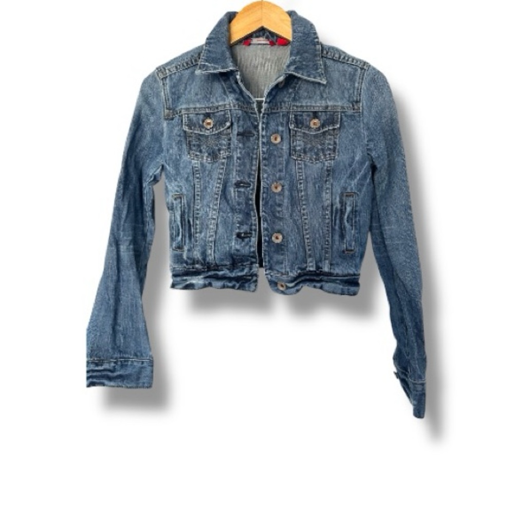X2 Denim Laboratory Cropped Denim Jacket XS | Y2K Vintage Distressed Jean Jacket